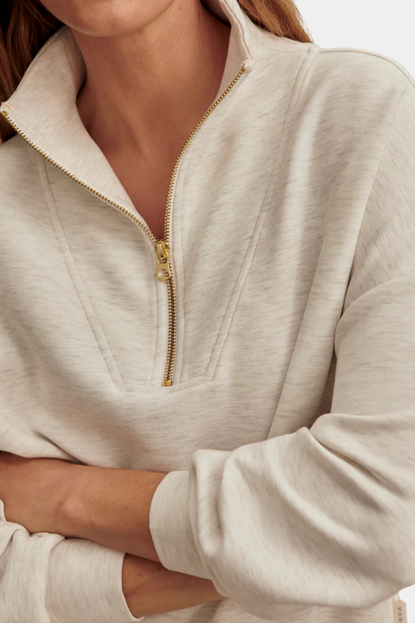 HAWLEY HALF ZIP SWEAT - IVORY MARL