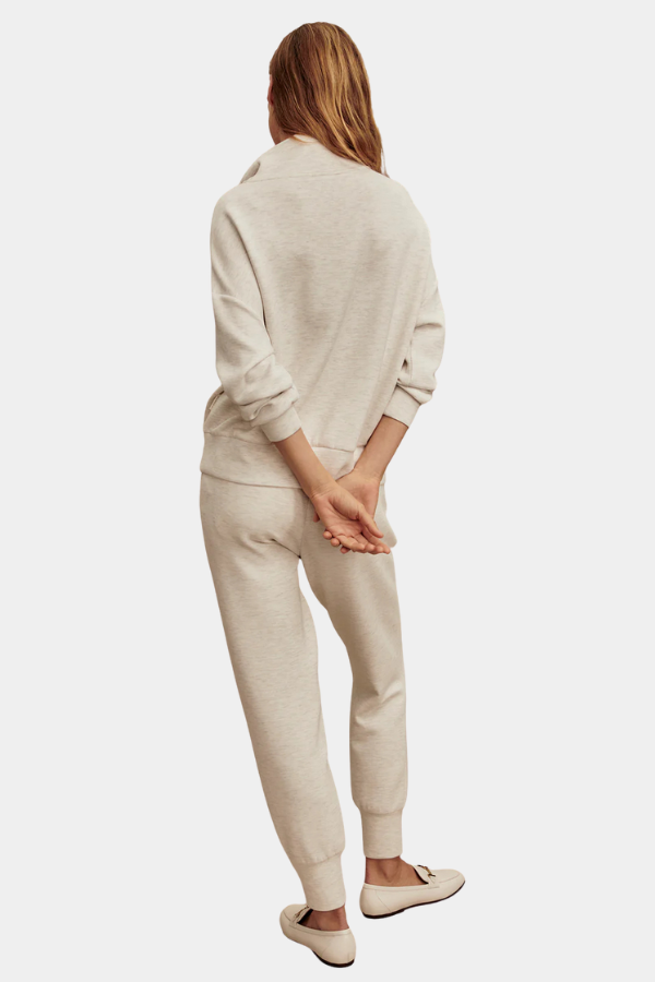 HAWLEY HALF ZIP SWEAT - IVORY MARL