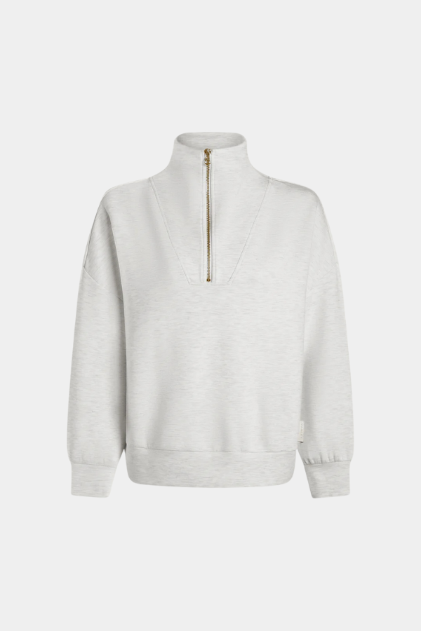 HAWLEY HALF ZIP SWEAT - IVORY MARL
