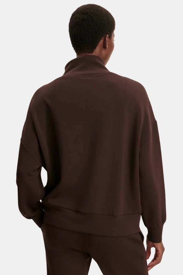 HAWLEY HALF ZIP SWEAT - COFFEE BEAN