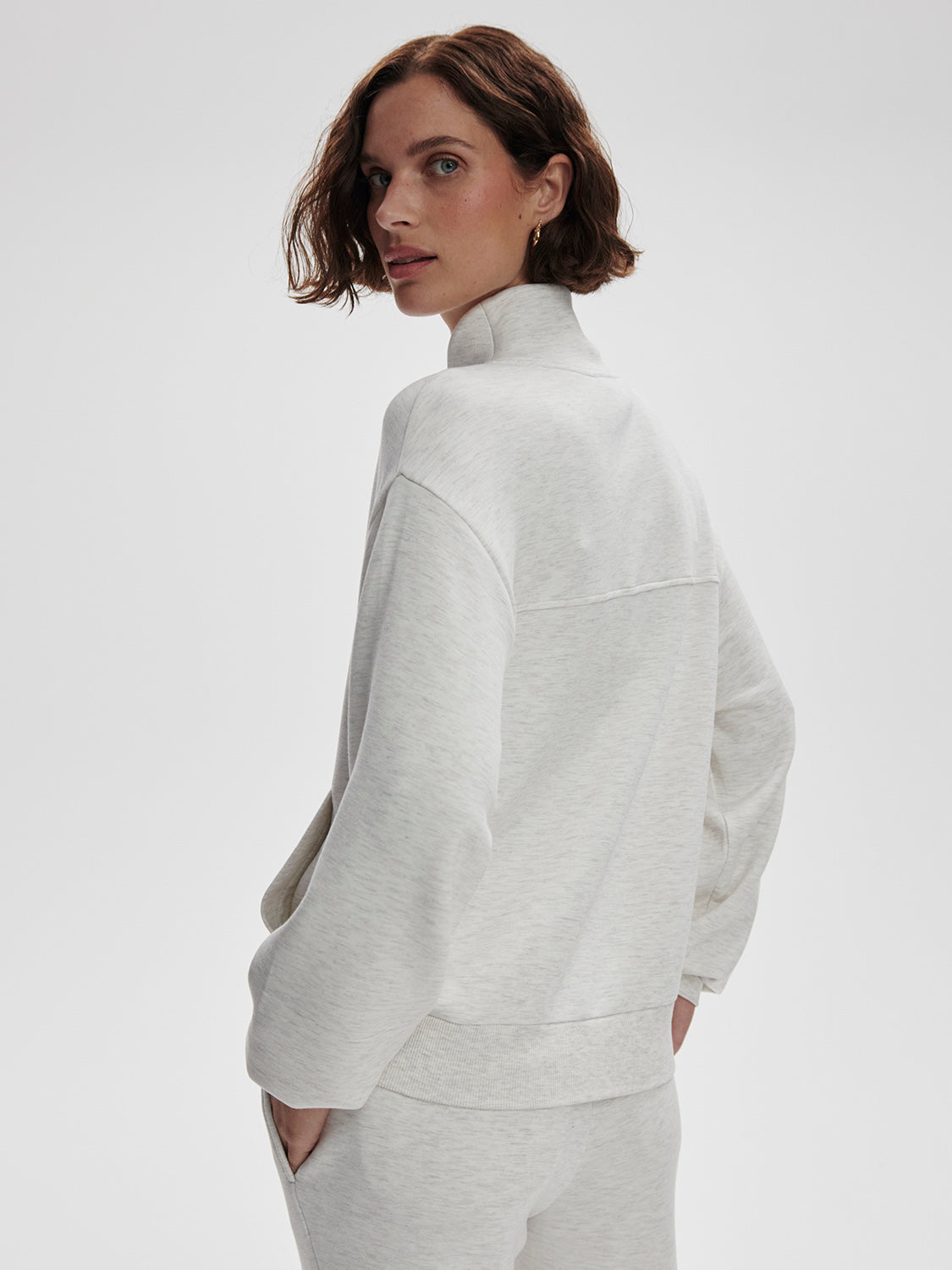 CELESTE BUTTON THROUGH SWEAT - IVORY MARL