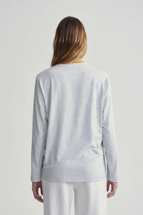LEAH LONG SLEEVE BOYFRIEND - LIGHT GREY MARL