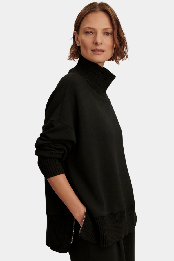 BARKER HIGH NECK SWEAT - BLACK