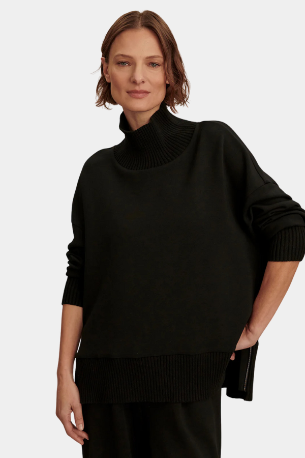 BARKER HIGH NECK SWEAT - BLACK