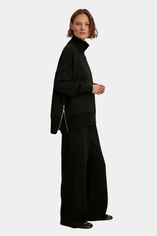 BARKER HIGH NECK SWEAT - BLACK