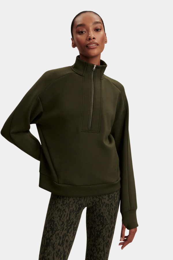 MARISSA HALF ZIP MIDLAYER - DARK RESIN GREEN