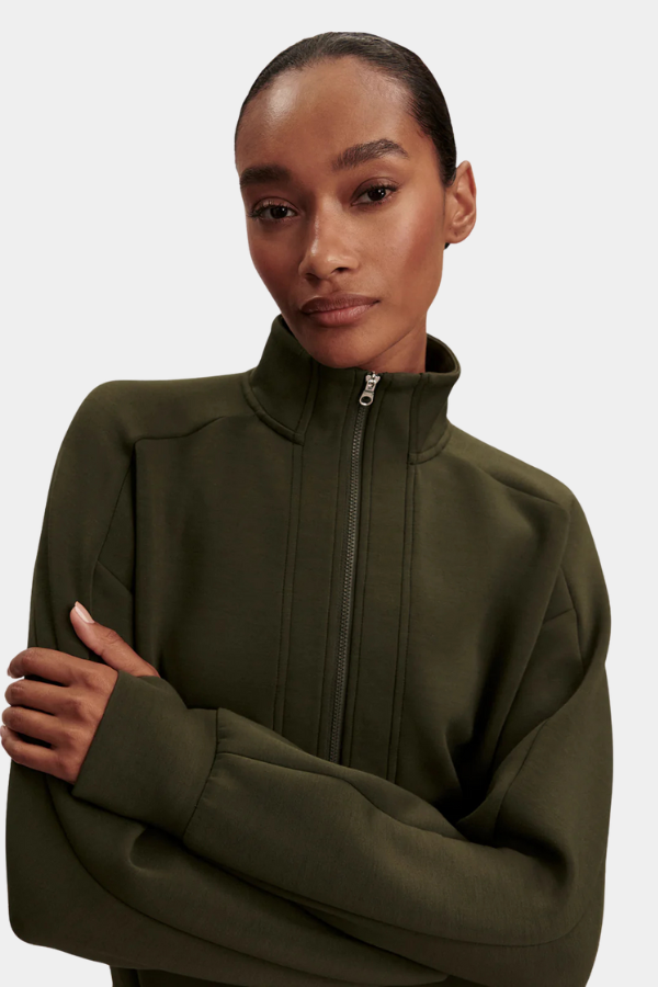 MARISSA HALF ZIP MIDLAYER - DARK RESIN GREEN
