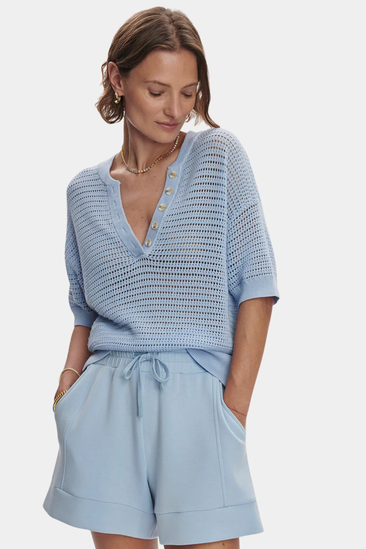 CALLIE KNIT TOP - CASHMERE BLUE