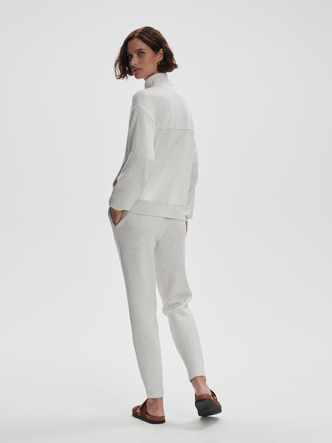 CELESTE BUTTON THROUGH SWEAT - IVORY MARL